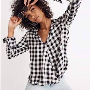 Madewell Buffalo Check Wrap Top XS